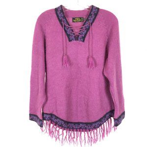 Size Large Pure Alpaca Wool Tie Neck Sweater